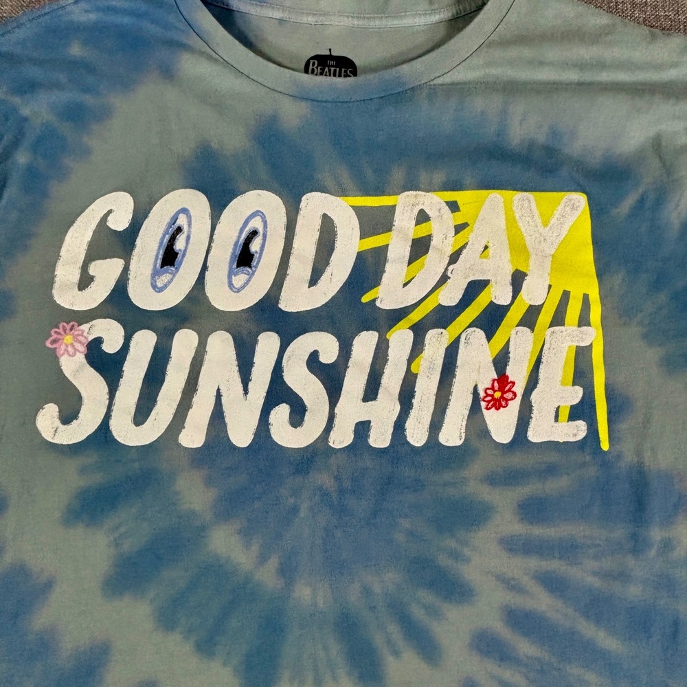 The Beatles Mens Good Day Sunshine Tie Dye T-Shirt XL Blue Cotton Band Tee - Picture 2 of 10